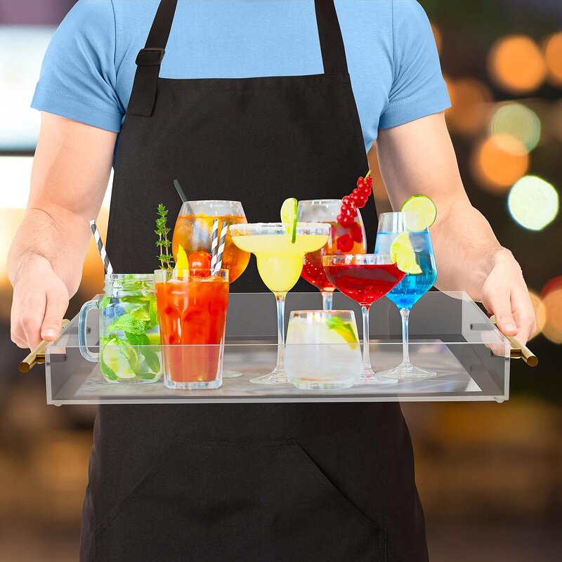 Acrylic Tray - High Quality Custom Designed 6x6 Clear with Gold Handles Square OEM