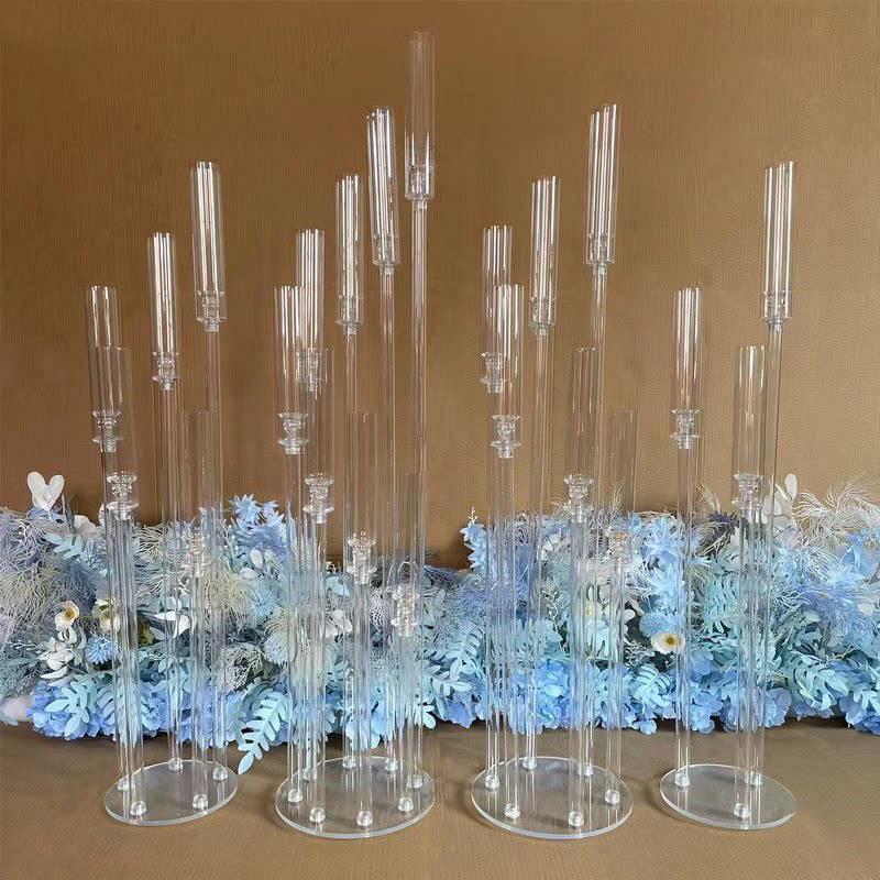 Candle Holder - Transparent Multi-Head Acrylic for Wedding Hotel Stage Lighting