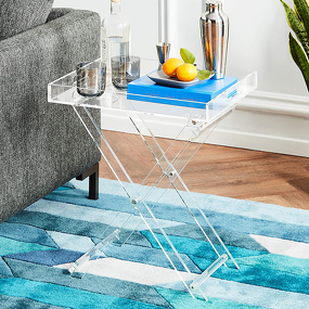 Side Table - Acrylic Bedside Stand Breakfast Coffee Stool Storage Shelves Home Decor