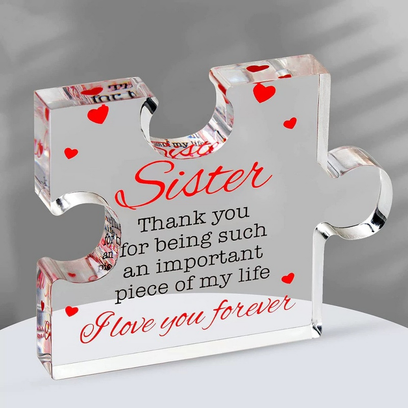 Photo Frame - Acrylic Transparent Puzzle Ornament Novelty Desktop Decoration for Holidays