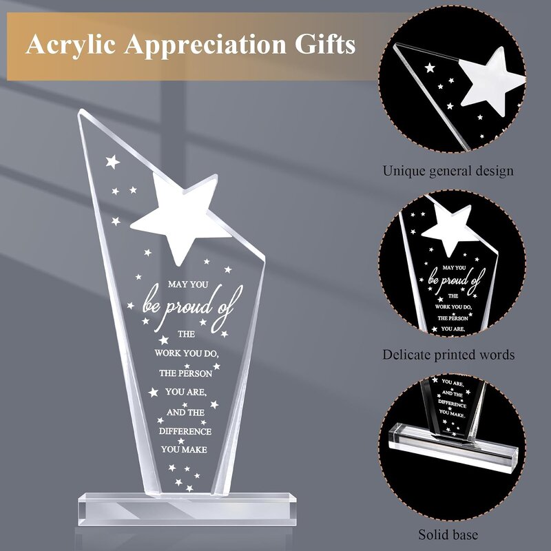 Appreciation Awards - 10 Pcs Acrylic Thank You Trophy for Coworker Employee Prizes