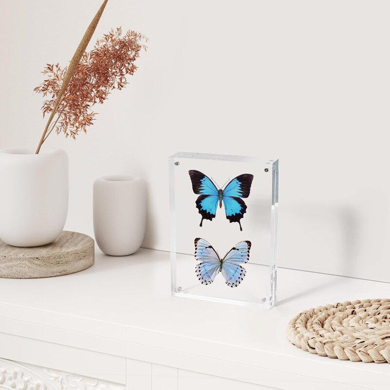 Picture Frame - 4x6 Clear Acrylic 10+10mm Thickness Magnetic Free Standing Desktop