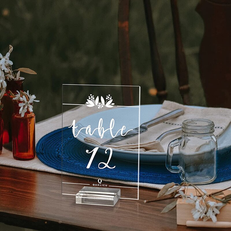 Acrylic Bracket - Wedding Logo Bracket with Card Slot for Menu Conference Table Number