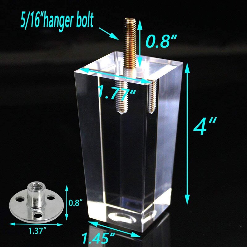 Furniture Legs - Acrylic Transparent Crystal Feet Modern for Sofa Dining Table Cabinet