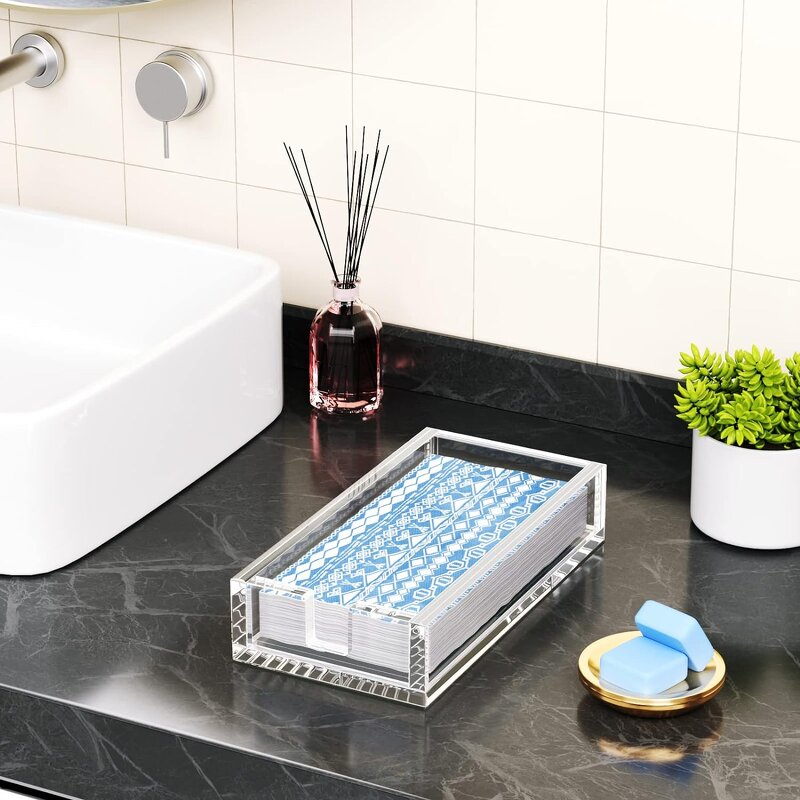 Napkin Holder - Craft Acrylic Guest Towel Clear Bathroom Paper Hand Towels Storage Tray