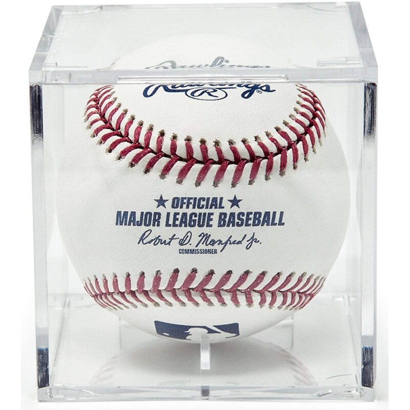 Baseball Display Case - UV Protected Acrylic Cube Holder Clear Box Memorabilia Storage
