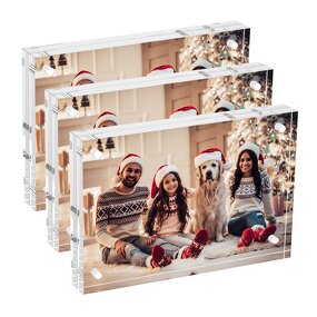 Photo Card Frame - Custom Sized Double-Sided Clear Acrylic Magnetic Desktop with Angel Theme