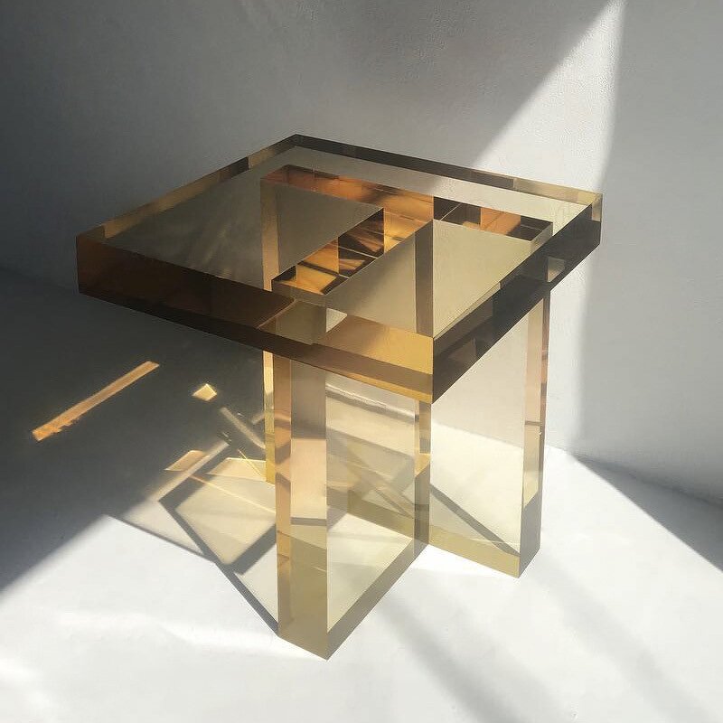Side Table - Nordic Golden Light Luxury Modern Living Room Sofa Corner Acrylic Gradient