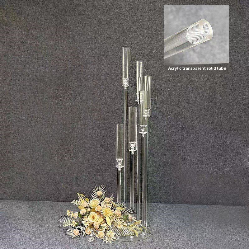 Candle Holder - Transparent Multi-Head Acrylic for Wedding Hotel Stage Lighting