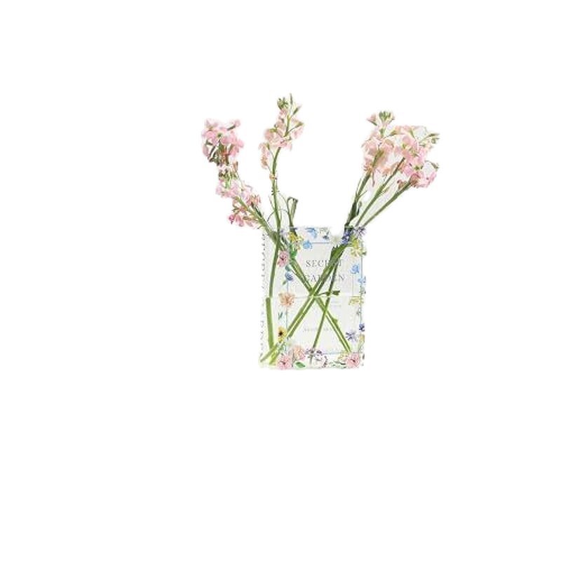 Vase - Modern Floral Book-Shaped Acrylic Crystal Material for Home Tabletop Decoration