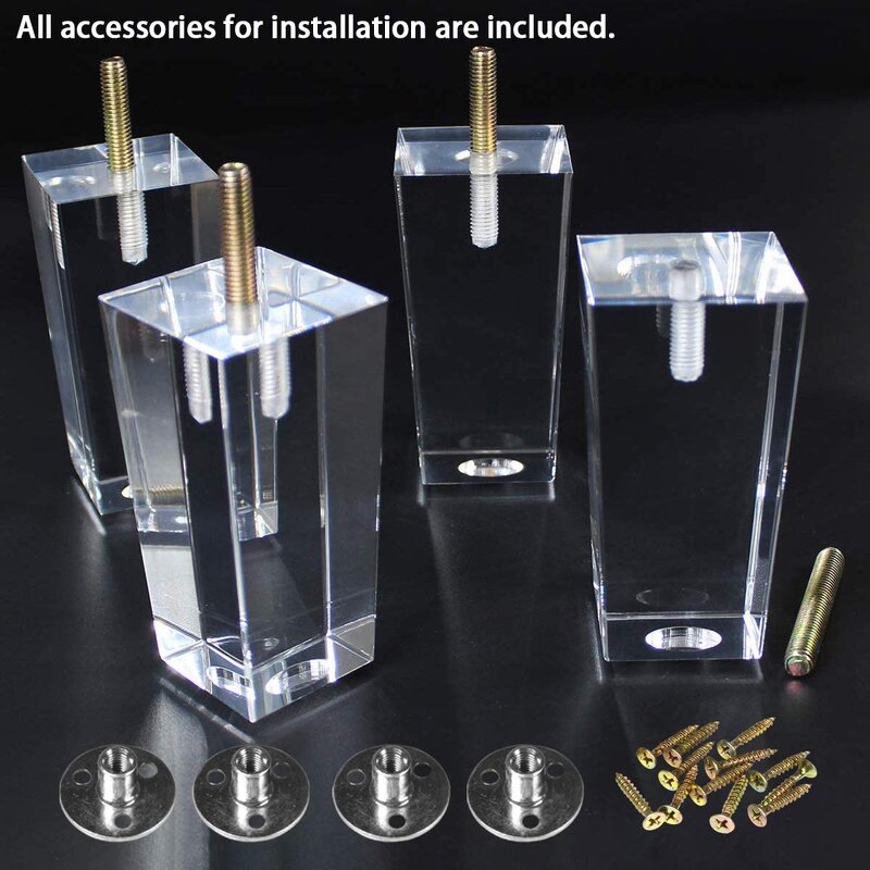 Furniture Legs - Acrylic Transparent Crystal Feet Modern for Sofa Dining Table Cabinet
