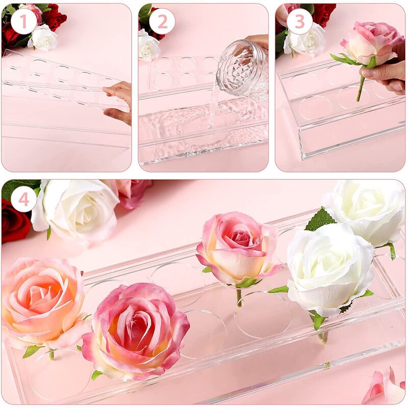 Flower Vase - Modern Design Clear Acrylic Rectangular Centerpieces for Wedding Decorations
