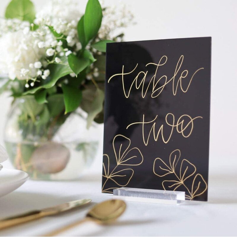 Acrylic Sign - 20 Pack Black Wedding Table Numbers 5 X 7 Inch DIY Sheet Holder