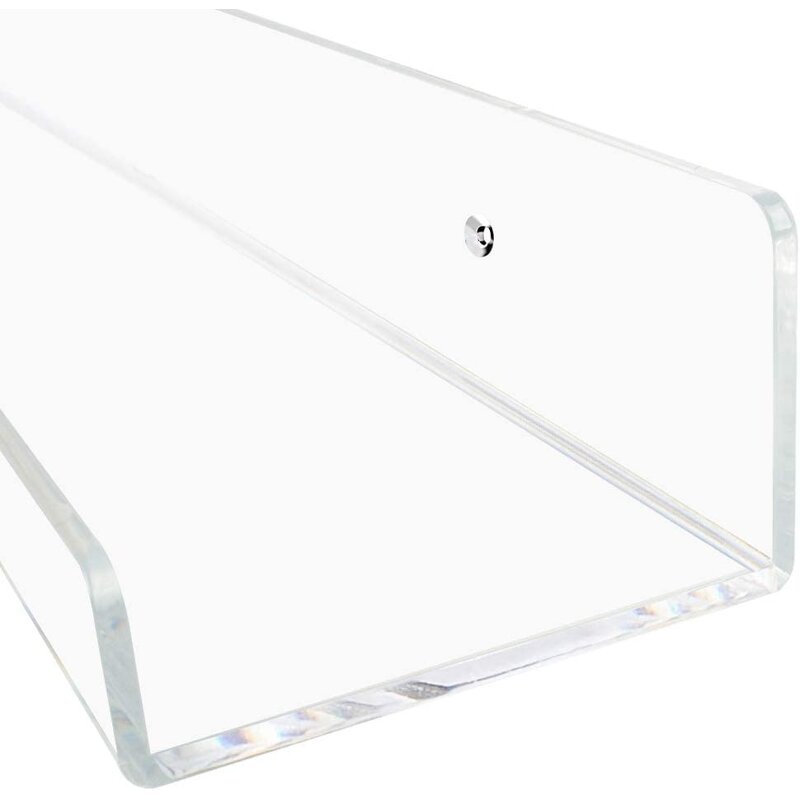 Acrylic Shelf - 15" Invisible Floating Wall Ledge for Kids Book Display Mounted
