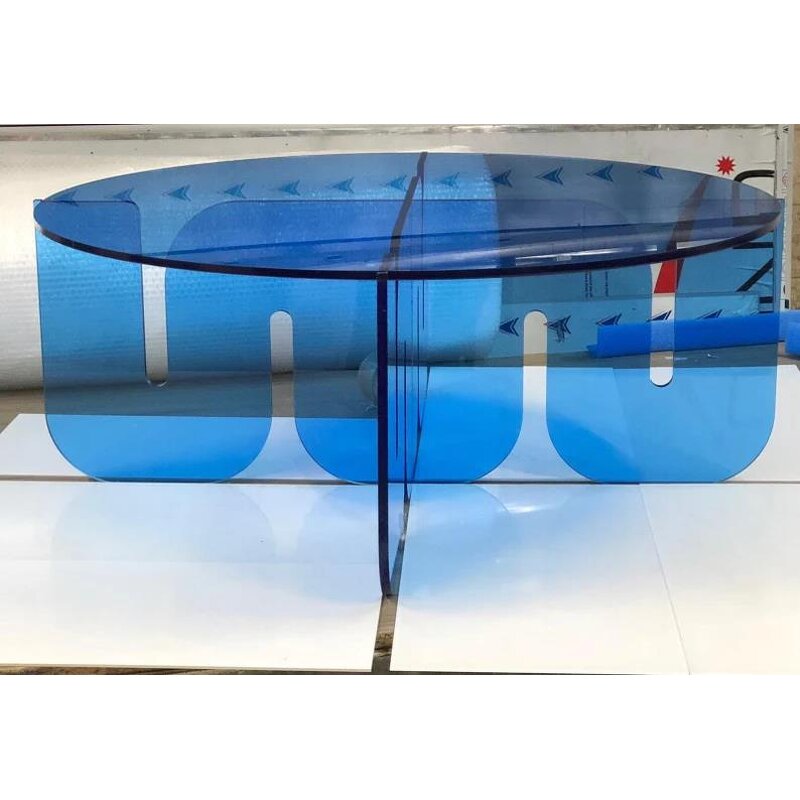 Coffee Table - Neon Blue Clear Colorful Acrylic for Living Room Nordic Design Dining