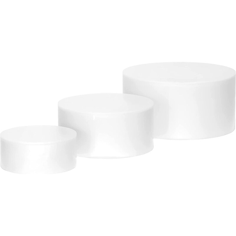 Display Riser Stands - White Acrylic Round Cylinder Nesting with Hollow Bottoms 3-Pack