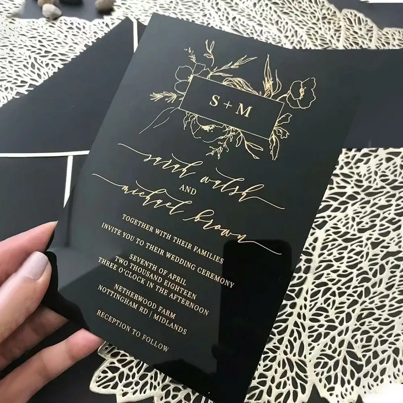 Invitation Card - Factory Price Luxury with Envelope Self Sealing Wax Seal Mirror