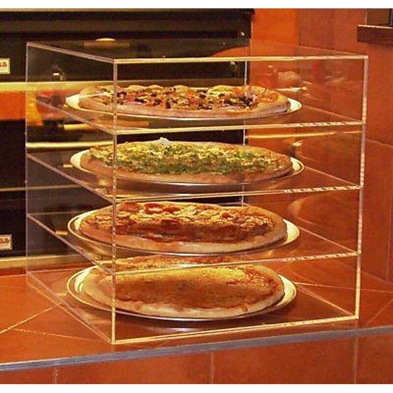 Pizza Display Stand - 4-Tier Acrylic Transparent Bakery Cake Display Case Box