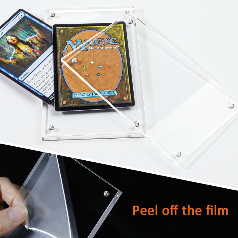 Card Display Frame - Acrylic Magnetic Trading Desktop Display and Protector 2 Sets