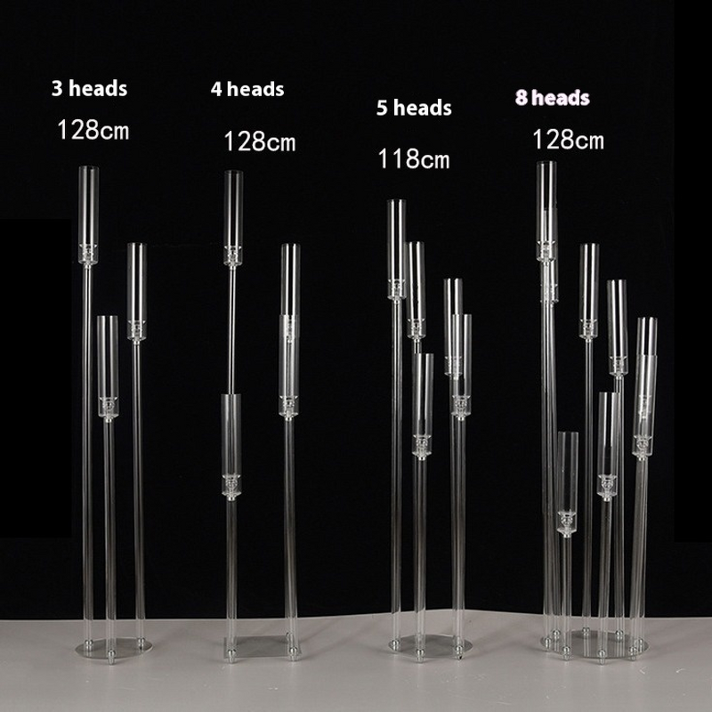 Candle Holder - Transparent Multi-Head Acrylic for Wedding Hotel Stage Lighting