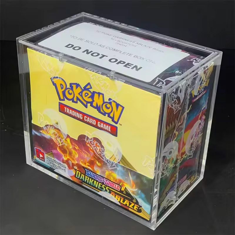 Booster Box Case - Pokemon Sliding Magnetic Lid Clear Acrylic Display for Card Storage