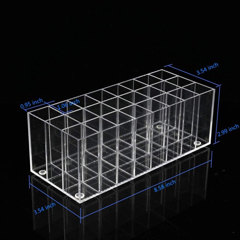 Lipstick Holder - 24 Spaces Clear Acrylic Makeup Lipgloss Organizer Nail Polish Rack