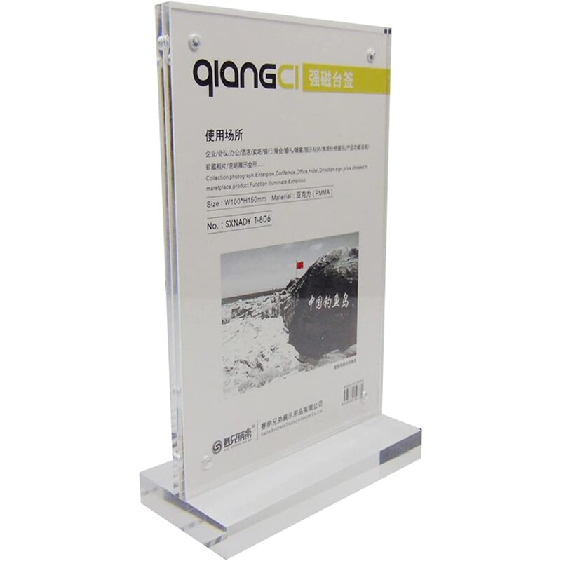 Menu Stand - Tabletop T Shape Photo Frame Sign Double Sided Clear Acrylic Resin