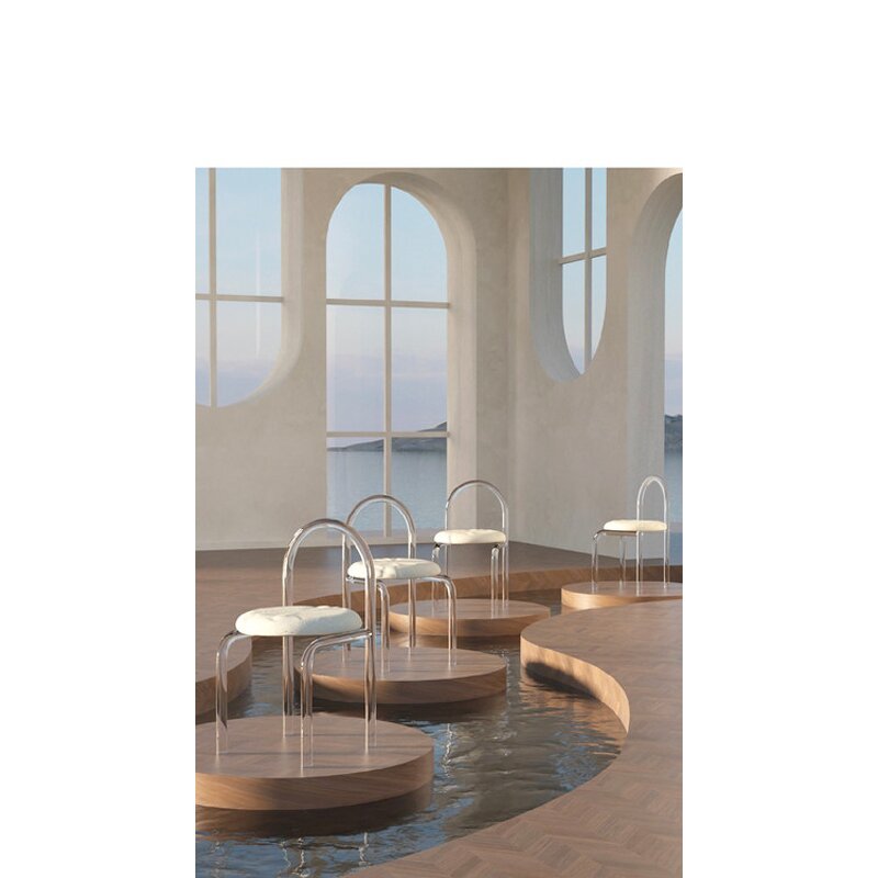 Dining Chair - Nordic Style Transparent Acrylic with Cushion Restaurant Stool Dressing