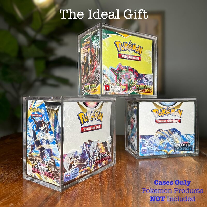 Booster Box Case - Pokemon Sliding Magnetic Lid Clear Acrylic Display for Card Storage