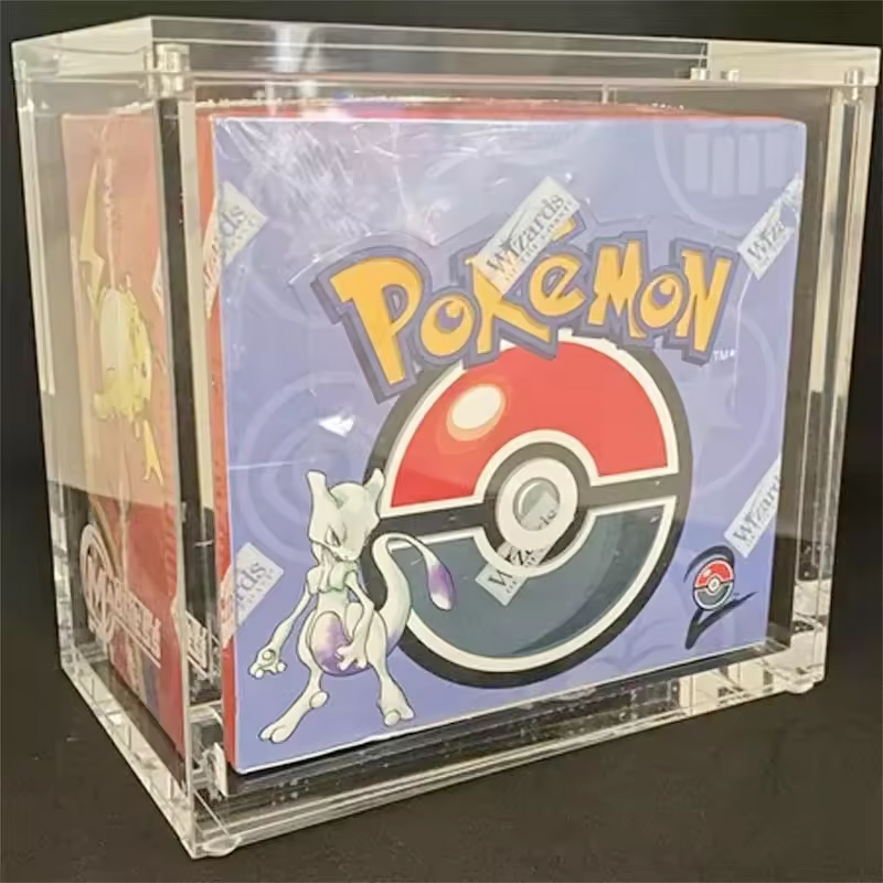 Booster Box Case - Pokemon Sliding Magnetic Lid Clear Acrylic Display for Card Storage