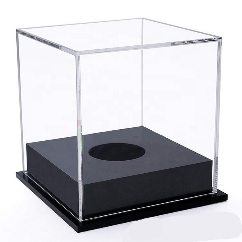 Golf Ball Display Box - Custom Size Clear Acrylic with Black Base