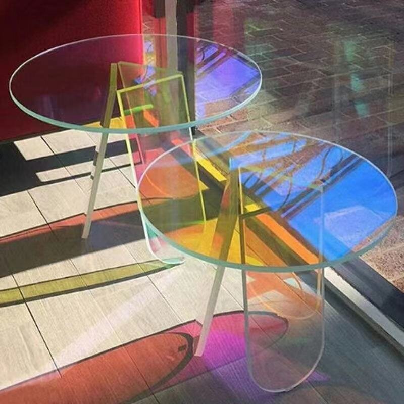 Acrylic Table - Round Colorful Newest Low Price Iridescent Rainbow