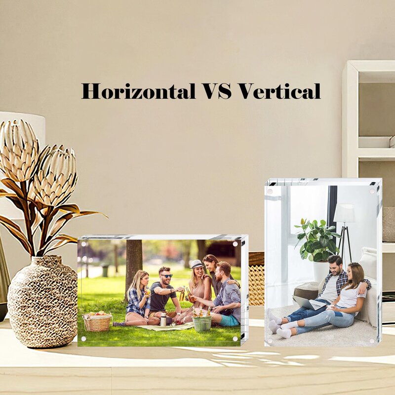 Photo Card Frame - Custom Sized Double-Sided Clear Acrylic Magnetic Desktop with Angel Theme