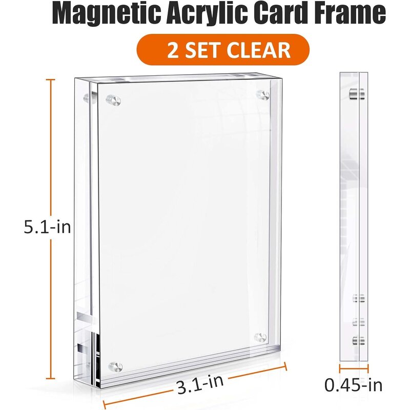 Card Display Frame - Acrylic Magnetic Trading Desktop Display and Protector 2 Sets
