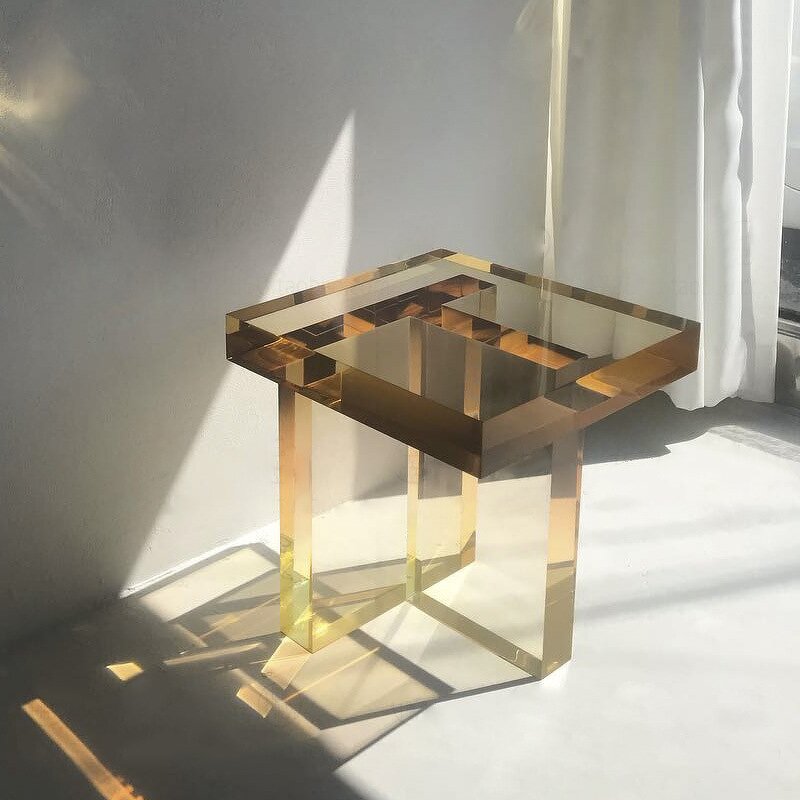 Side Table - Nordic Golden Light Luxury Modern Living Room Sofa Corner Acrylic Gradient