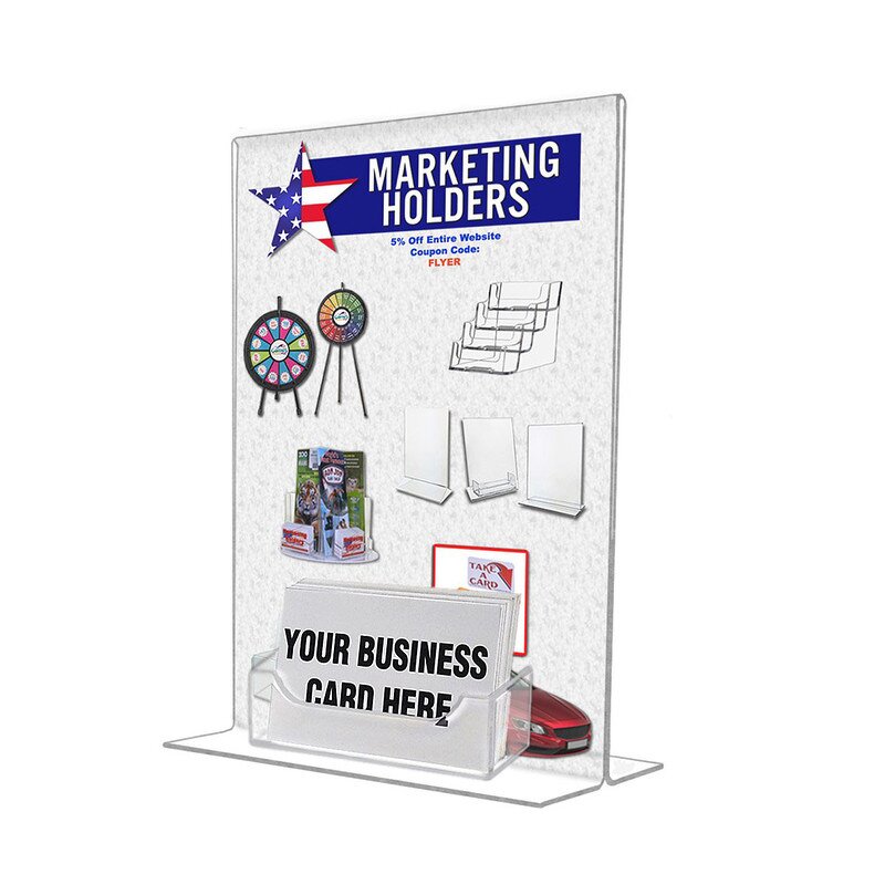 Menu Stand - Clear Acrylic Table Slanted Display Sign with/without Business Card Holder
