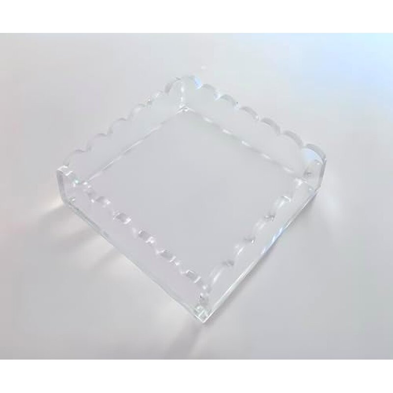 Acrylic Tray - Customizable 8 X 8 Clear with Anti-Slip Pads Magnetic Mat for Photos