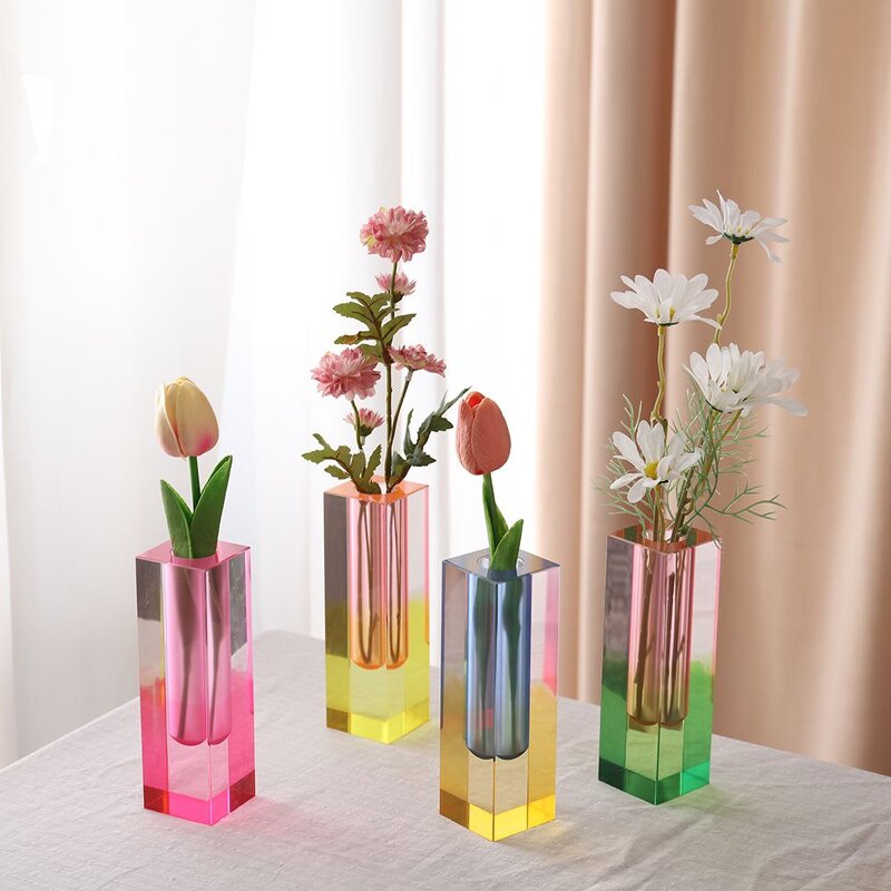 Flower Vase - Creative Simple Pluggable Dry Flower Hydroponic Nordic Acrylic Color