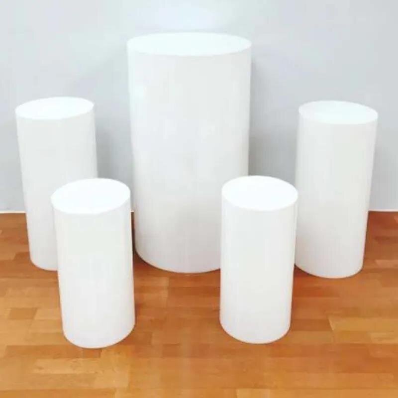 Acrylic Pedestal - Cylinders Display Stand Clear/White Plinth Pillar for Wedding Party
