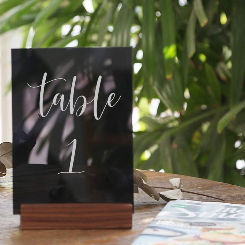 Acrylic Sign - 20 Pack Black Wedding Table Numbers 5 X 7 Inch DIY Sheet Holder