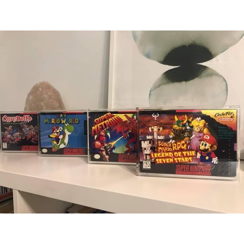 Acrylic Display Case - Compatible with Nintendo SNES N64 Game Box Clear Protective