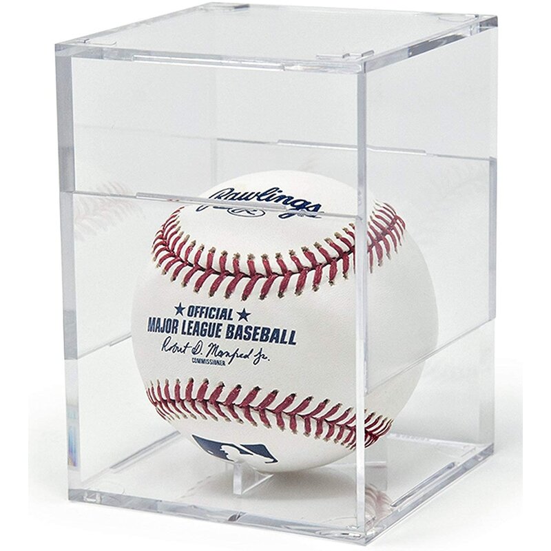 Baseball Display Case - UV Protected Acrylic Cube Holder Clear Box Memorabilia Storage