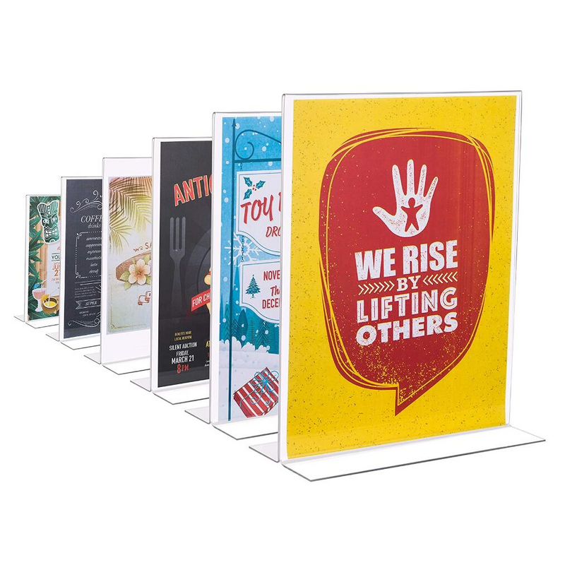 Sign Display Holder - Double Sided Clear Acrylic 4x6 5x7 8.5x11 A5 Plastic Table Menu