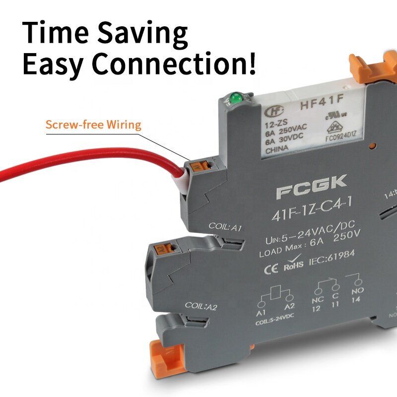 FCGK 41F-1Z-C4-1 Electromagnetic Relay Module - 6A DIN Rail Slim 6-24VDC SPDT 240V