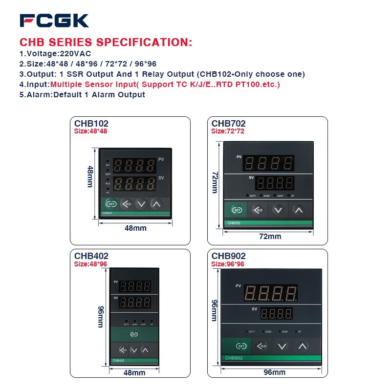 FCGK CHB702 Digital PID Temperature Controller - LED Thermostat for Oven OEM ODM