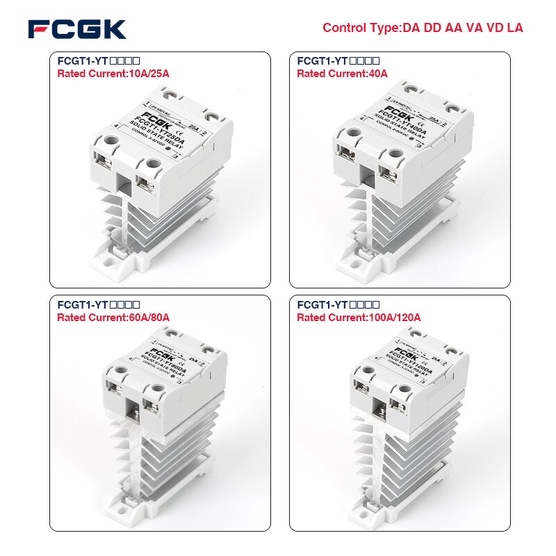 FCGK Sealed Miniature Solid State Slim SSR DIN Relay Module - 10A-120A 24-220V AC/DC