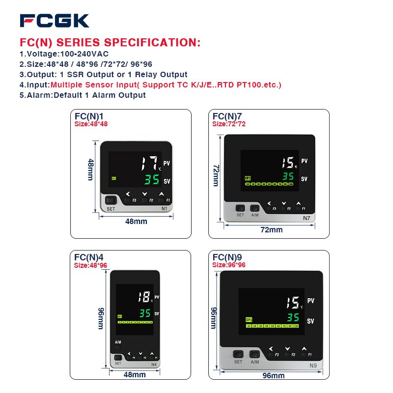 72x72 ABS PID Temperature Controller - LCD 0.2% Measurement Accuracy RS485 OEM ODM