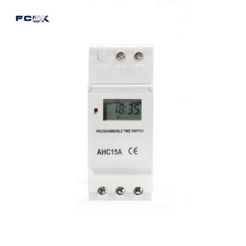 FCGK AHC-15A Digital Timing Programmable Time Switch - LCD Display DIN Rail Sealed