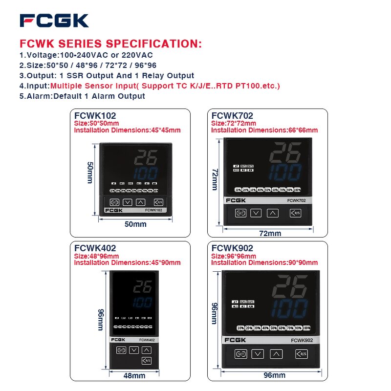 Customizable LCD Digital PID Temperature Controller - PT100 RS485 Modbus SSR Output