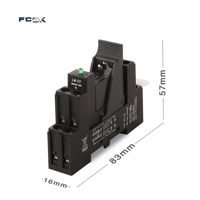 14F-2Z-C2 8PIN Miniature PCB Relay Interface Modules - 10A 250VAC DIN Rail Relay Base